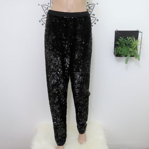 Joan Vass Fabulous Black Sequin Pants M - Picture 2 of 4
